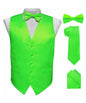 Vittorio Farina Men's Satin Vest, Necktie, Bow Tie and Pocket Square Set (Black Back)