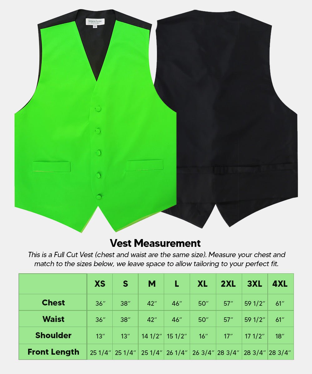 Vittorio Farina Men's Satin Vest, Necktie, Bow Tie and Pocket Square Set (Black Back)