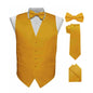 Vittorio Farina Men's Satin Vest, Necktie, Bow Tie and Pocket Square Set (Black Back)