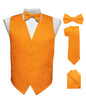 Vittorio Farina Men's Satin Vest, Necktie, Bow Tie and Pocket Square Set (Black Back)