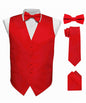 Vittorio Farina Men's Satin Vest, Necktie, Bow Tie and Pocket Square Set (Black Back)