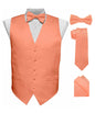 Vittorio Farina Men's Satin Vest, Necktie, Bow Tie and Pocket Square Set (Black Back)