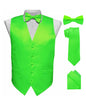 Vittorio Farina Men's Satin Vest, Necktie, Bow Tie and Pocket Square Set (White Back)
