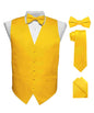 Vittorio Farina Men's Satin Vest, Necktie, Bow Tie and Pocket Square Set (White Back)