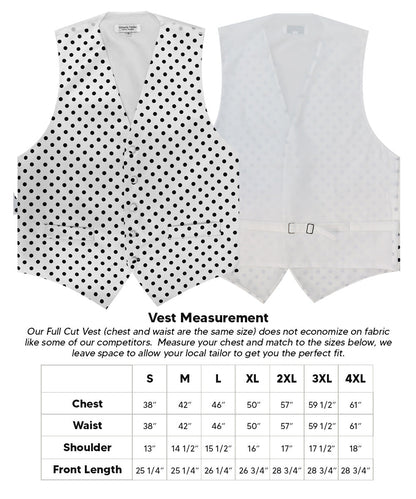 Vittorio Farina Men's White and Black Dot Polka Dot Vest, Necktie, Bow Tie and Pocket Square Set