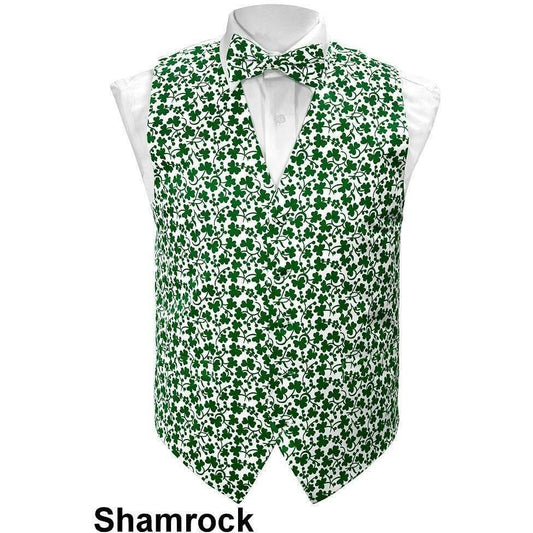 Vittorio Farina Men's Shamrock Vest, Necktie, Bow Tie and Pocket Square Set
