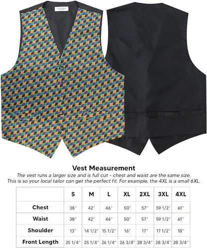 Vittorio Farina Men's Mardi Gras Satin Vest and Bow Tie Set