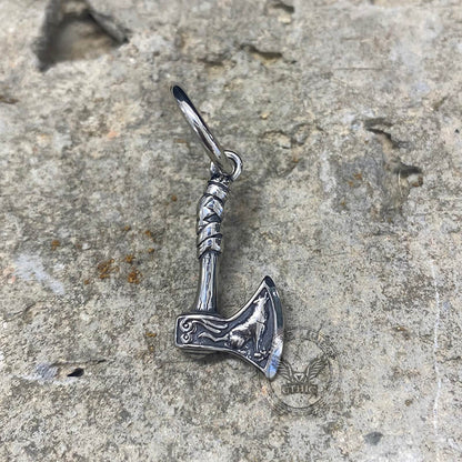 Viking Axe Wolf Stainless Steel Earrings
