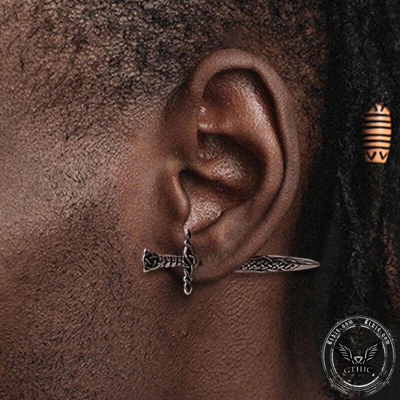 Viking Celtic Knot Sword Stainless Steel Earrings
