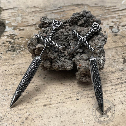 Viking Celtic Knot Sword Stainless Steel Earrings