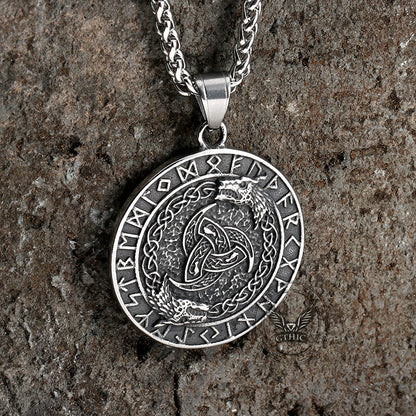 Viking Celtic Wolf Runes Stainless Steel Pendant