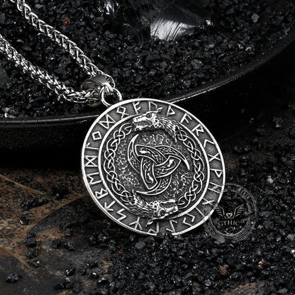 Viking Celtic Wolf Runes Stainless Steel Pendant