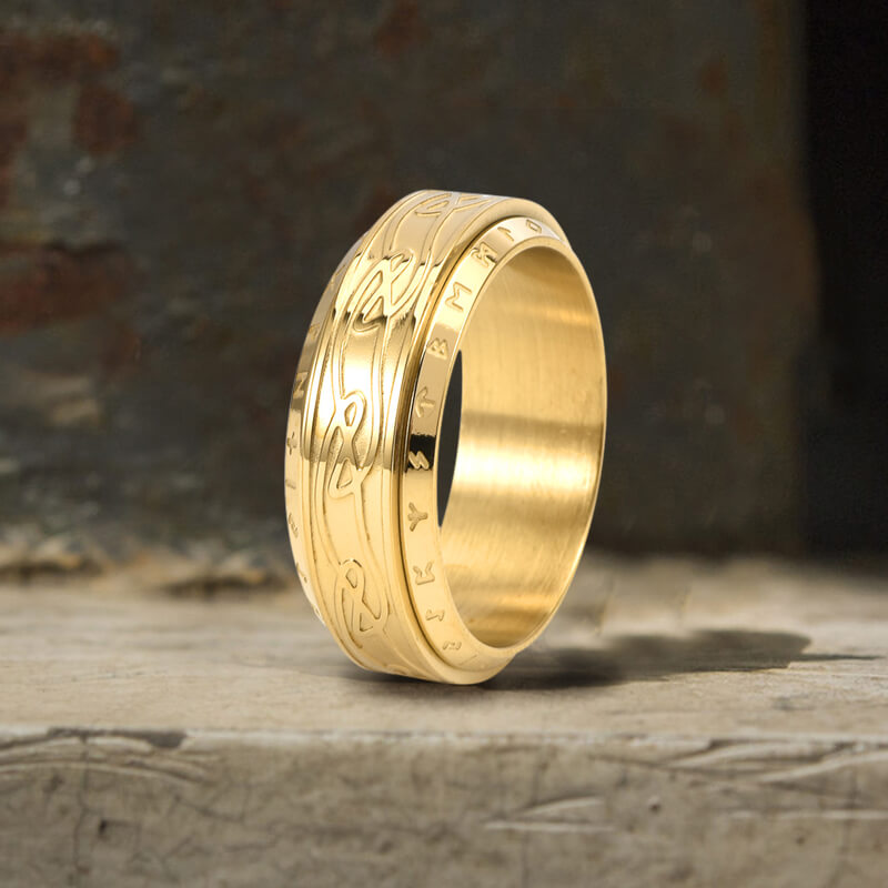 Viking Knot Runes Stainless Steel Spinner Ring