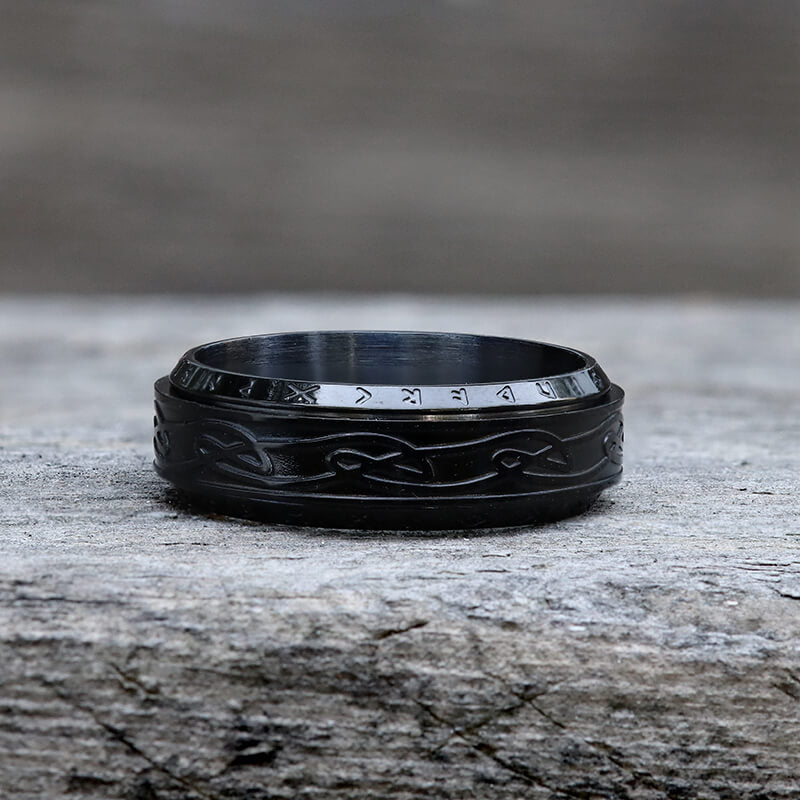 Viking Knot Runes Stainless Steel Spinner Ring