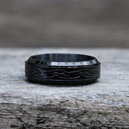 Viking Knot Runes Stainless Steel Spinner Ring