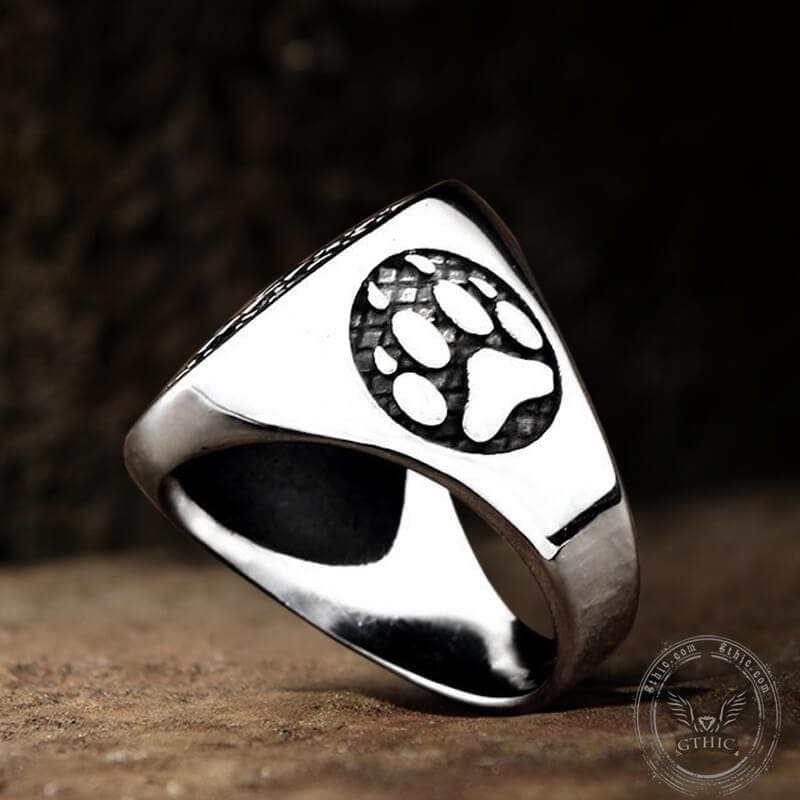 Viking Letter Bear Claw Stainless Steel Ring