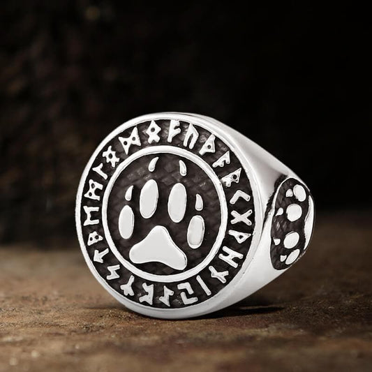 Viking Letter Bear Claw Stainless Steel Ring
