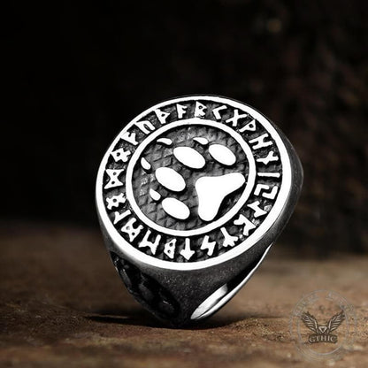 Viking Letter Bear Claw Stainless Steel Ring