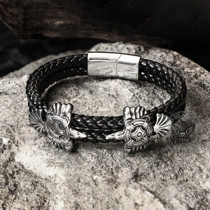 Viking Ravens Stainless Steel Braided Bracelet