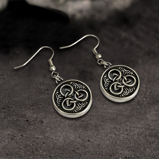 Viking Round Celtic Knot Stainless Steel Earrings