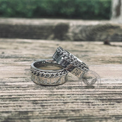 Viking Runes Chain Stainless Steel Spinner Ring