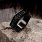 Viking Runes Hexagon Stainless Steel Geometric Ring