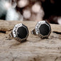 Viking Runes Octagon Stainless Steel Stud Earrings