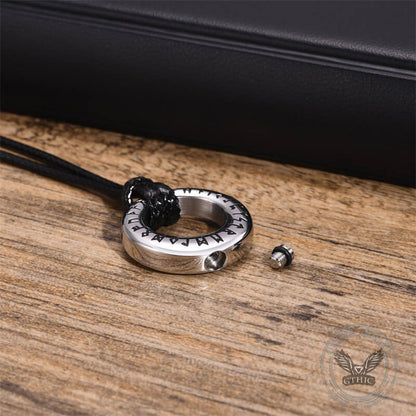 Viking Runes Stainless Steel Urn Necklace