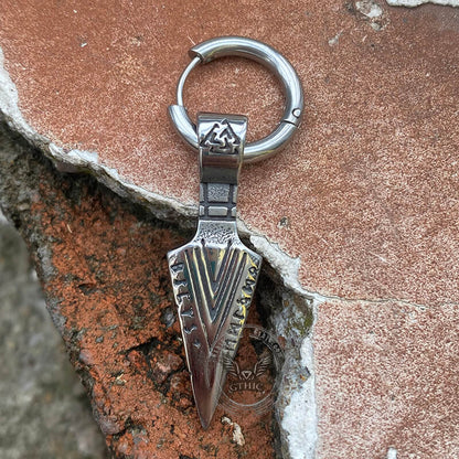 Viking Spear Head Valknut Stainless Steel Earrings