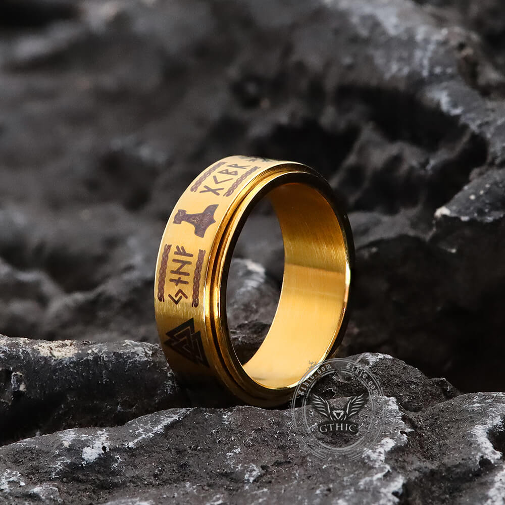 Viking Symbol Stainless Steel Spinner Ring