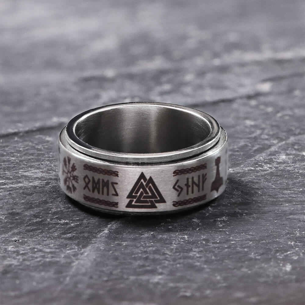 Viking Symbol Stainless Steel Spinner Ring
