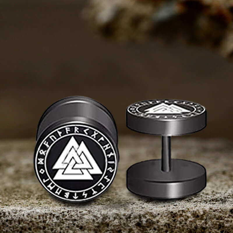 Viking Symbols Stainless Steel Stud Earrings