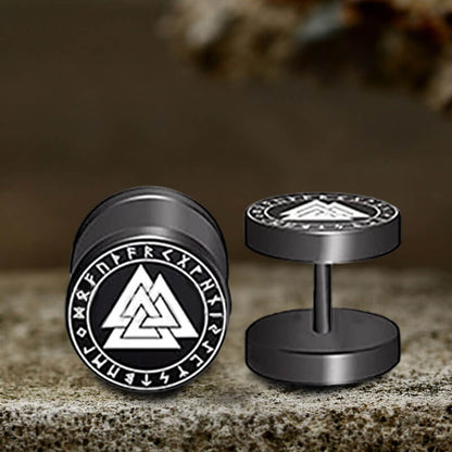 Viking Symbols Stainless Steel Stud Earrings