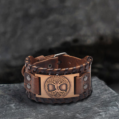 Viking Tree of Life Alloy Leather Bracelet