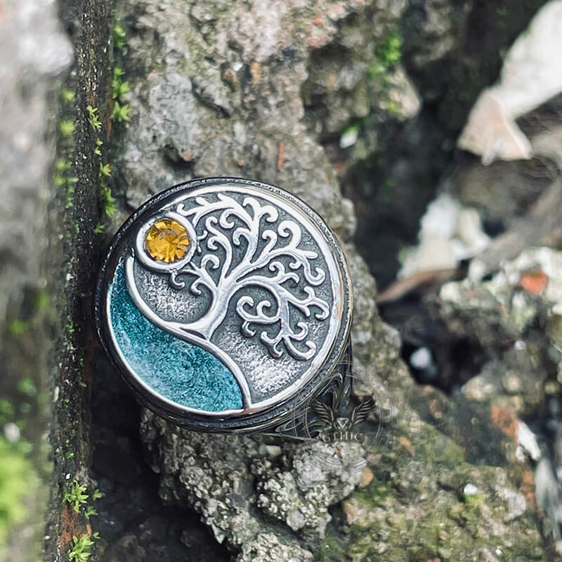 Viking Tree of Life Stainless Steel Amulet Ring