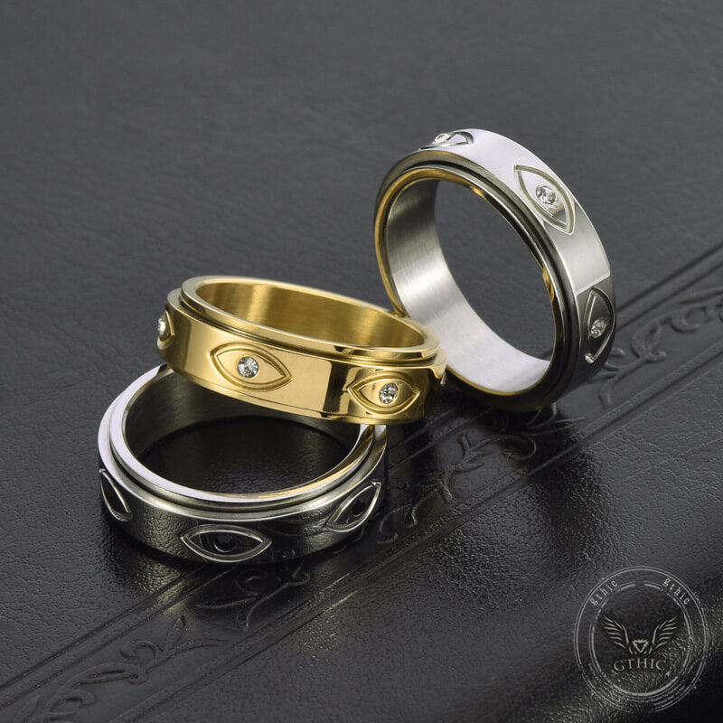 Vintage All-seeing Eye Stainless Steel Spinner Ring
