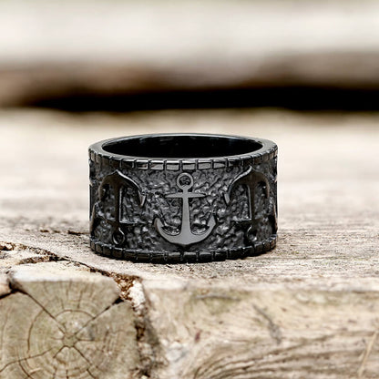 Vintage Anchor Stainless Steel Marine Ring