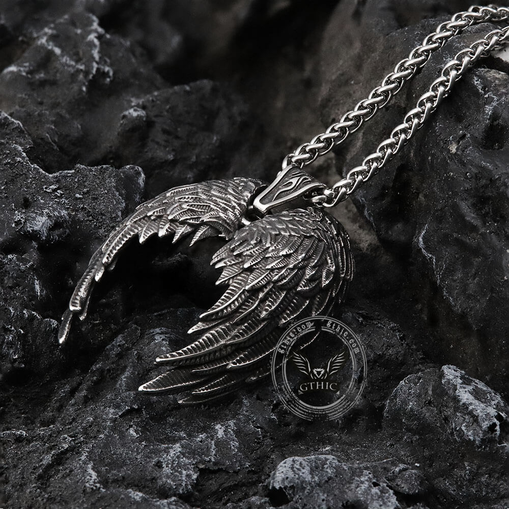 Vintage Angel Wings Stainless Steel Pendant