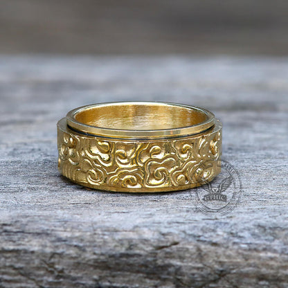 Vintage Auspicious Cloud Stainless Steel Spinner Ring