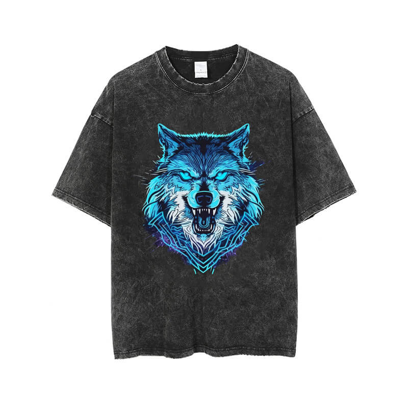 Vintage Blue Wolf Washed T-shirt