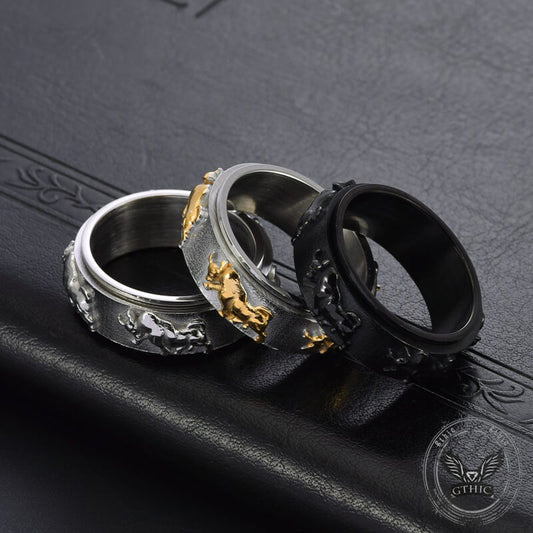 Vintage Bull Stainless Steel Spinner Ring