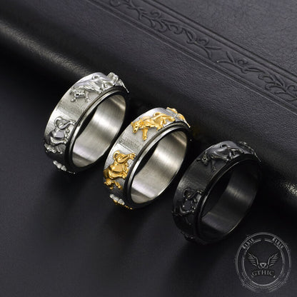 Vintage Bull Stainless Steel Spinner Ring