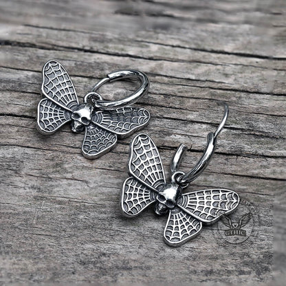 Vintage Butterfly Skull Stainless Steel Hoop Earrings