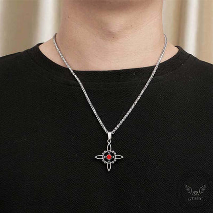 Vintage Chinese Knot Zircon Stainless Steel Pendant