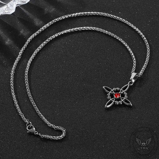 Vintage Chinese Knot Zircon Stainless Steel Pendant