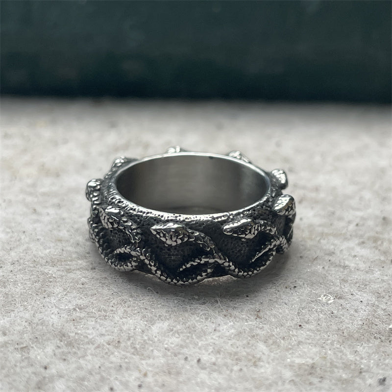 Vintage Cobra Wrap Stainless Steel Snake Ring