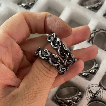 Vintage Cobra Wrap Stainless Steel Snake Ring