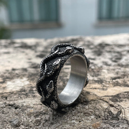 Vintage Cobra Wrap Stainless Steel Snake Ring