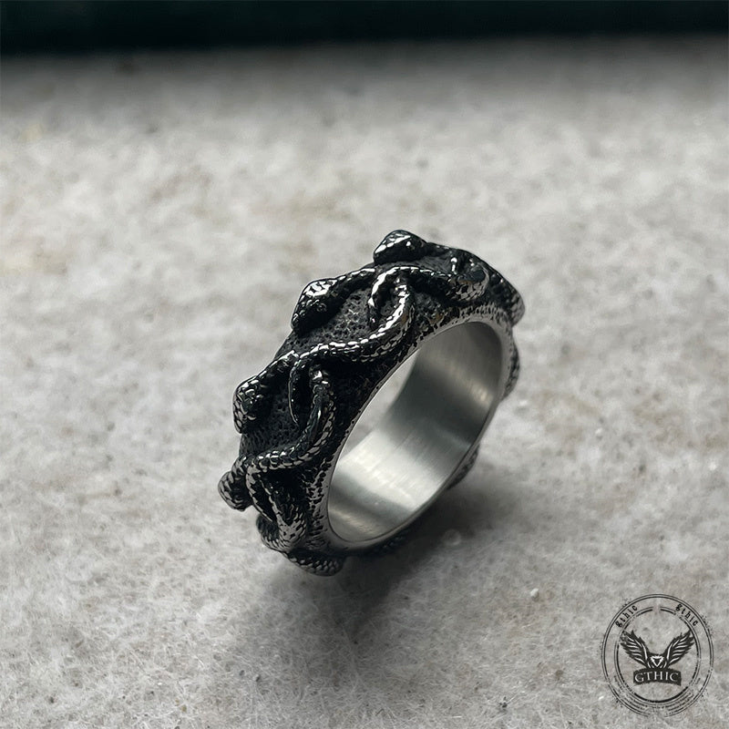 Vintage Cobra Wrap Stainless Steel Snake Ring
