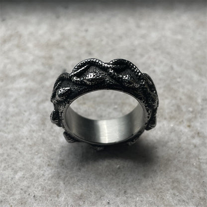 Vintage Cobra Wrap Stainless Steel Snake Ring
